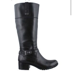Bandolino Black Baya Leather‎ Knee High Tall Riding Boots Size 6.5M Block Heel